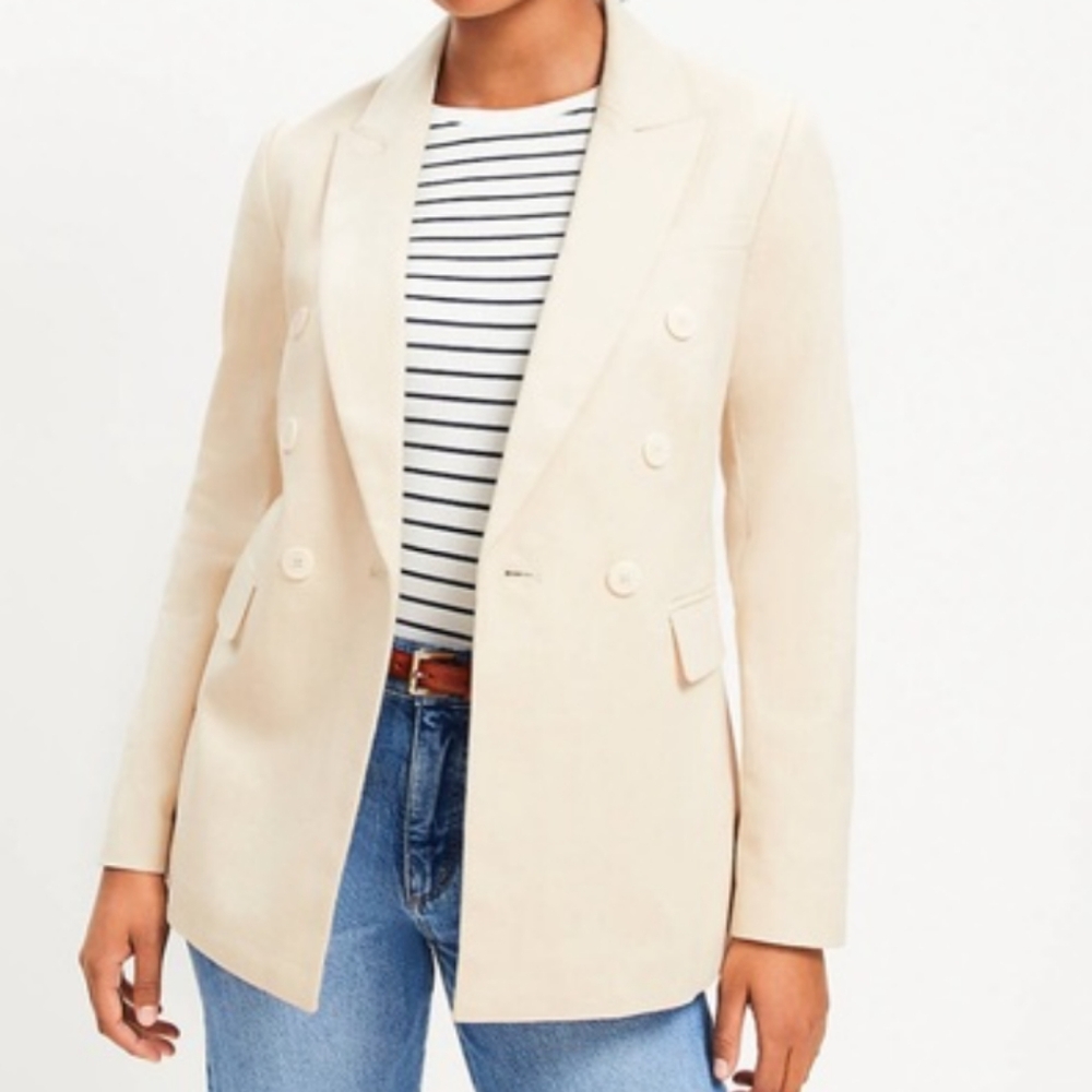 LOFT Cream Double-Breasted Women's Blazer